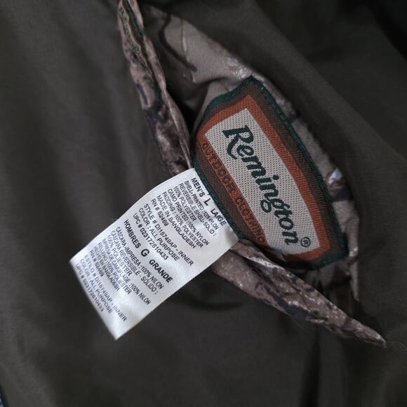 Remington Camo Reversible Hunting Puffer Jacket Mens L Green Realtree Pockets - Picture 8 of 10